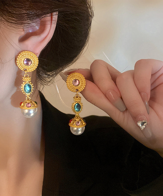 Copper Resin Pearl Drop Earrings