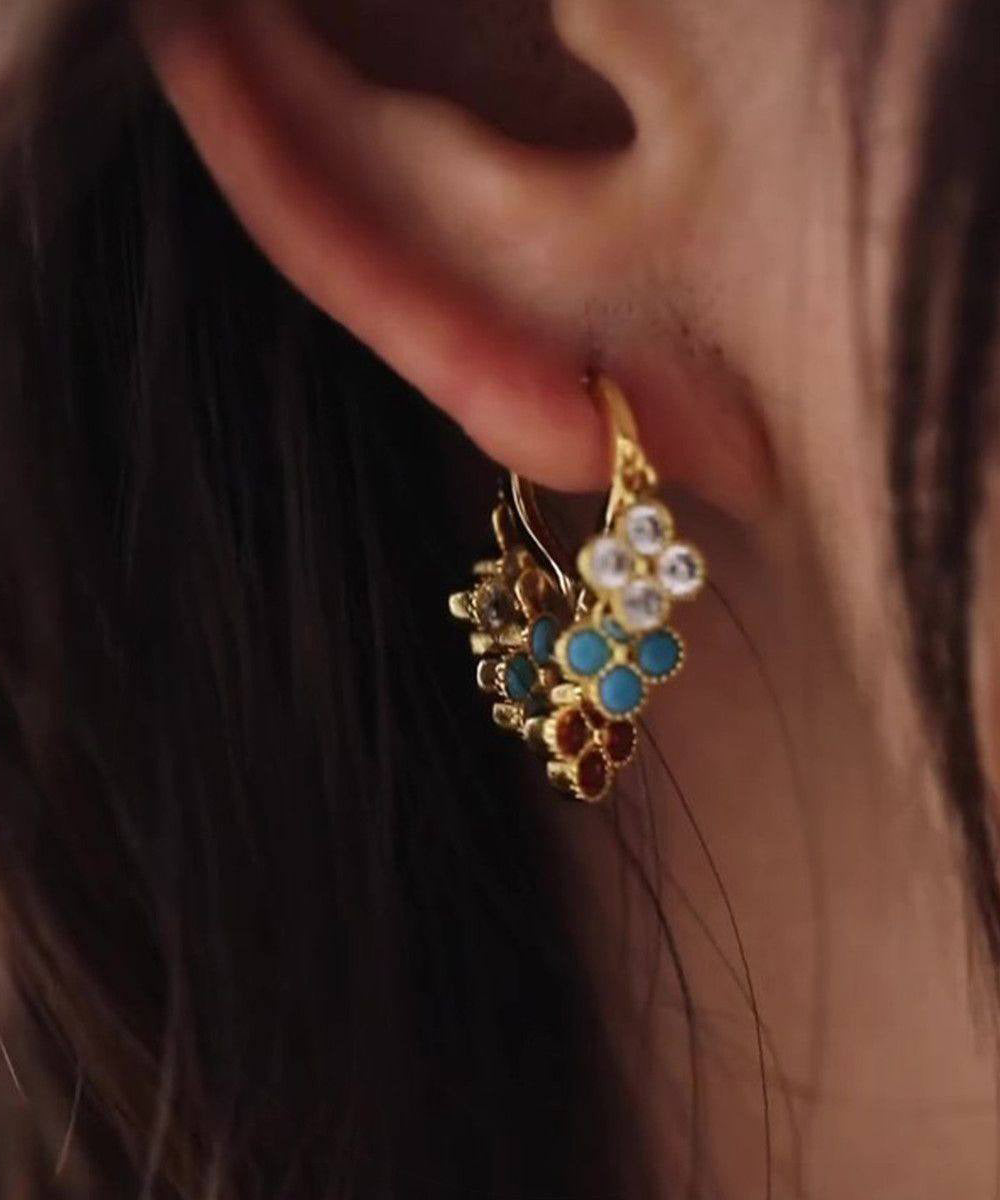 Light Colored Four Leaf Flower Earrings