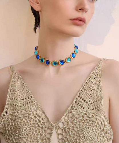 New Original Metal Gemstone Choker