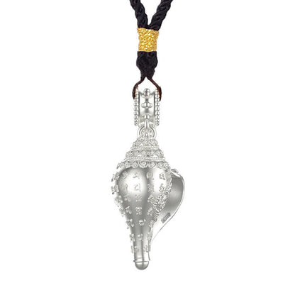 999 Sterling Silver Shankha Conch Shell Necklace for Spiritual Protection