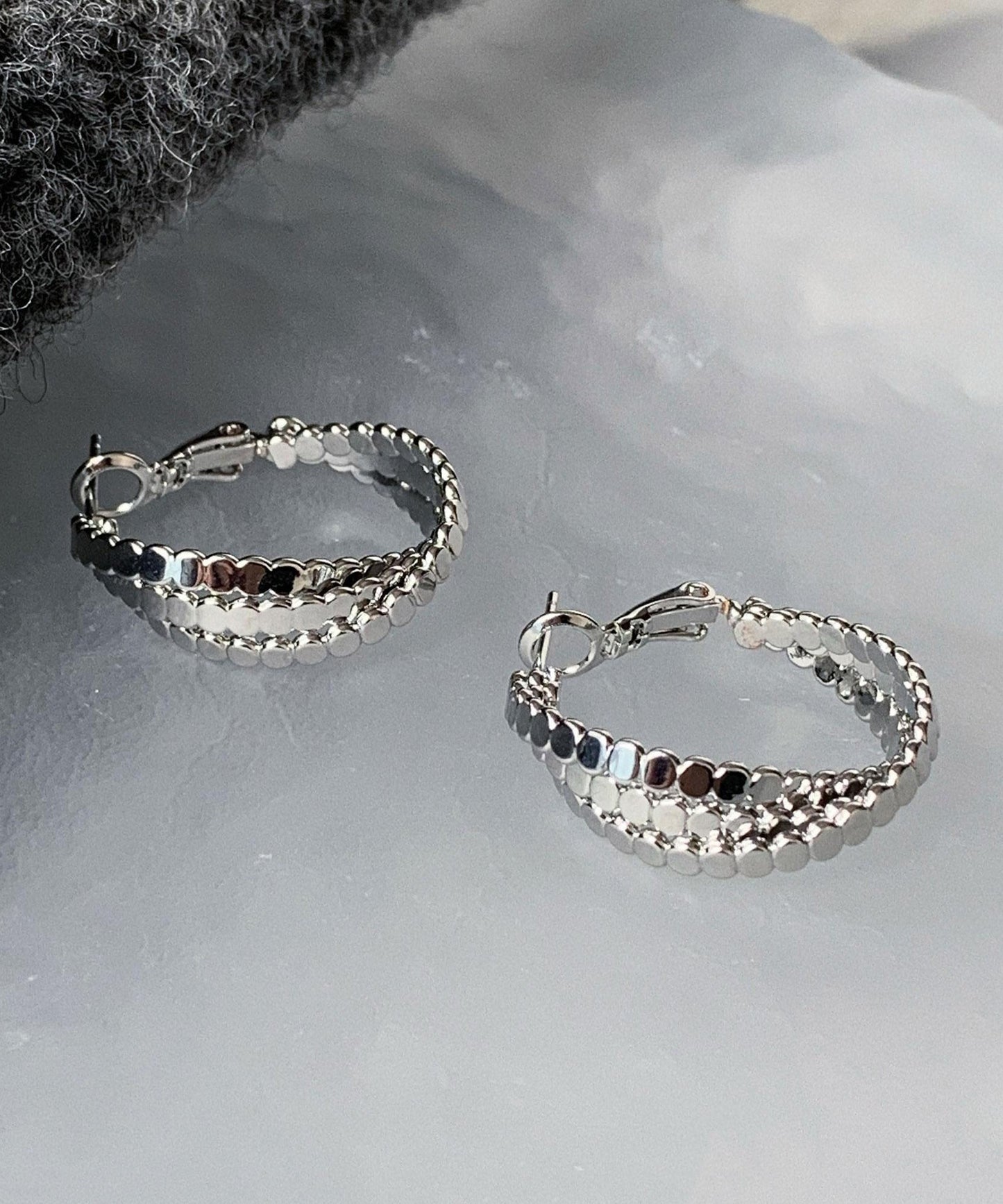 Boutique Silk Sterling Silver Fried Dough Twist Hoop Earrings