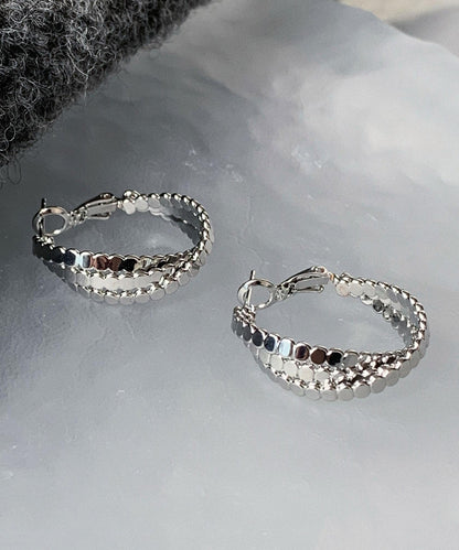 Boutique Silk Sterling Silver Fried Dough Twist Hoop Earrings