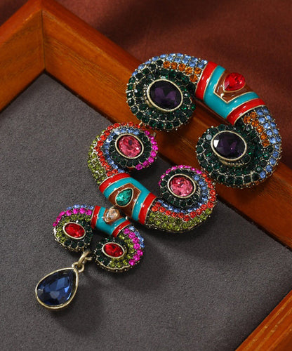 Rainbow Sterling Silver Overgild Zircon Crystal Horns Brooch
