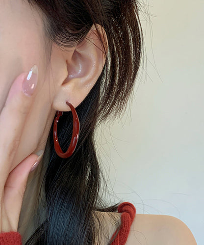 Red Sterling Silver Hoop Earrings