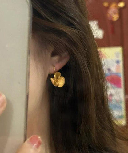 Brief Gold Sterling Silver Overgild Stud Earrings