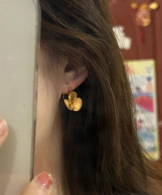 Brief Gold Sterling Silver Overgild Stud Earrings