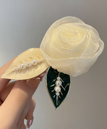 Modern Beige Alloy Pearl Rose Hairpin
