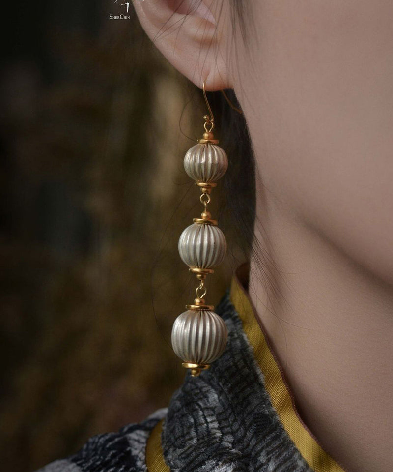 Chinese Style Gold Copper Alloy Lanterndrop Earrings