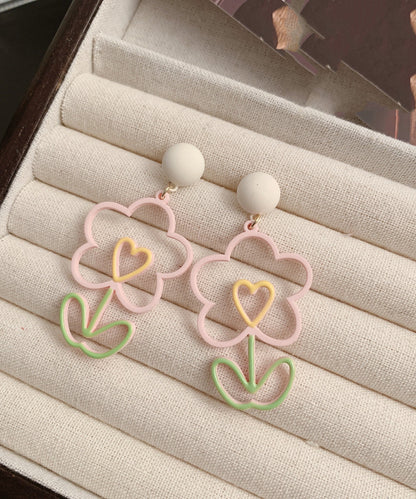 Colorblock Alloy Hoop Earrings