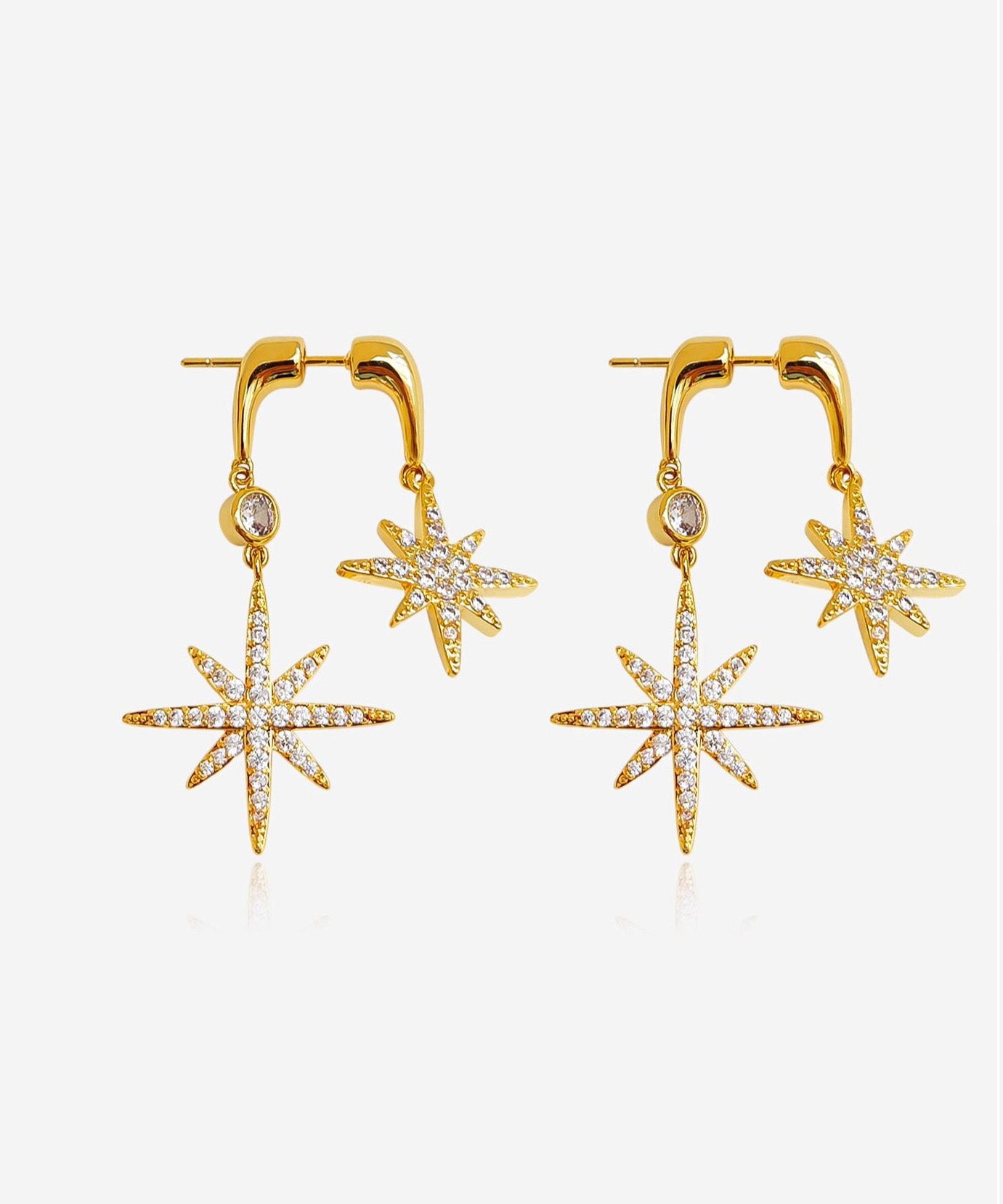 A Light Zircon Silver Two Wearing Octagonal Earrings