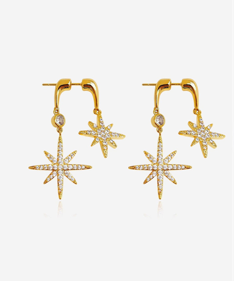A Light Zircon Silver Two Wearing Octagonal Earrings