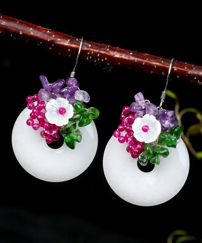 Sterling Silver Jade Crystal Drop Earrings