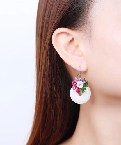 Sterling Silver Jade Crystal Drop Earrings