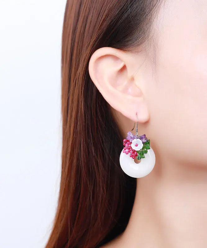 Sterling Silver Jade Crystal Drop Earrings