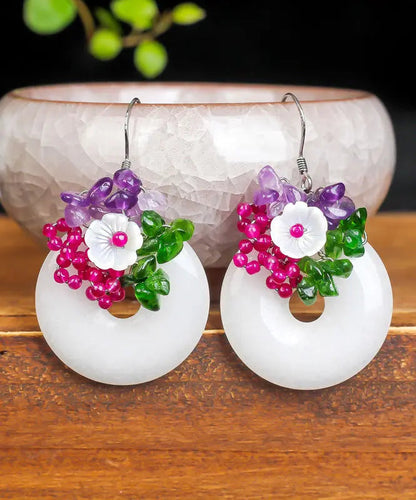 Sterling Silver Jade Crystal Drop Earrings