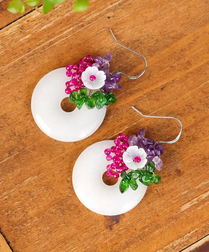 Sterling Silver Jade Crystal Drop Earrings