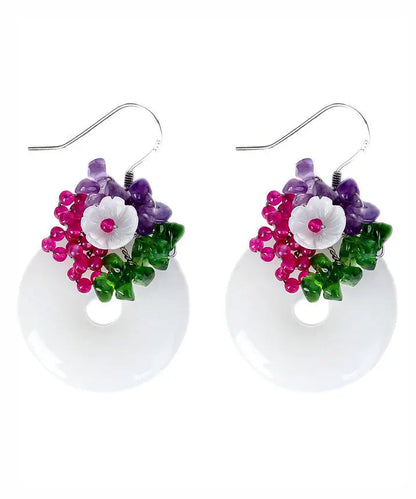 Sterling Silver Jade Crystal Drop Earrings