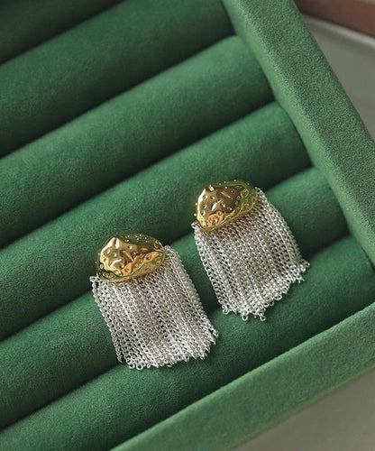 Art White Copper Overgild Tassel Drop Earrings