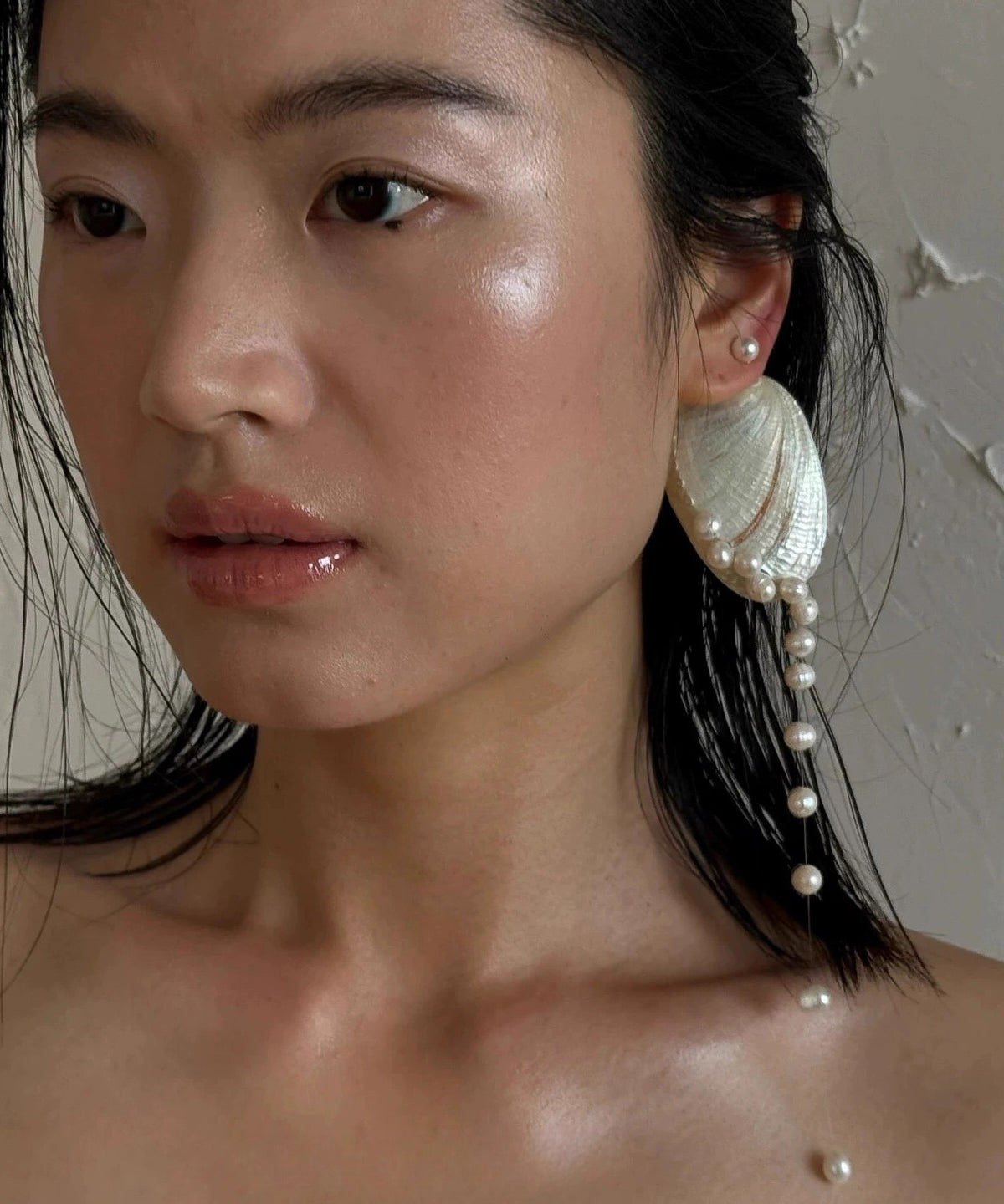 Beach White Copper Shell Pearl Tassel Drop Earring
