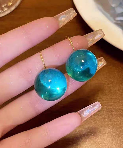 Blue Acrylic Alloy Sphere Drop Earrings