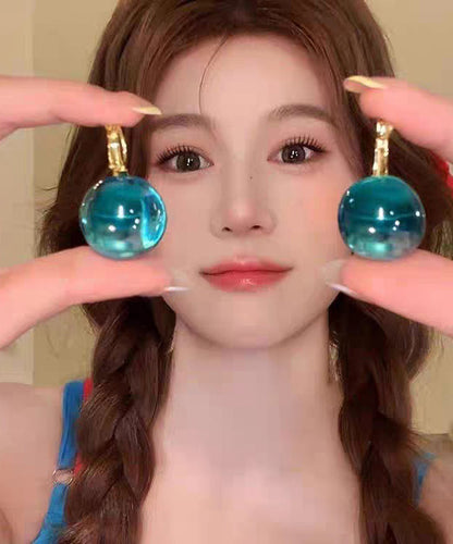 Blue Acrylic Alloy Sphere Drop Earrings
