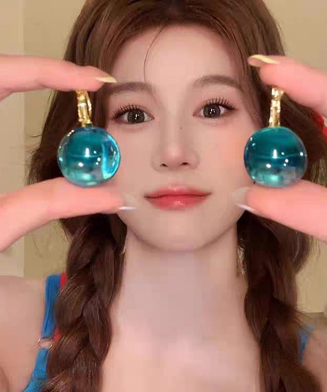 Blue Acrylic Alloy Sphere Drop Earrings