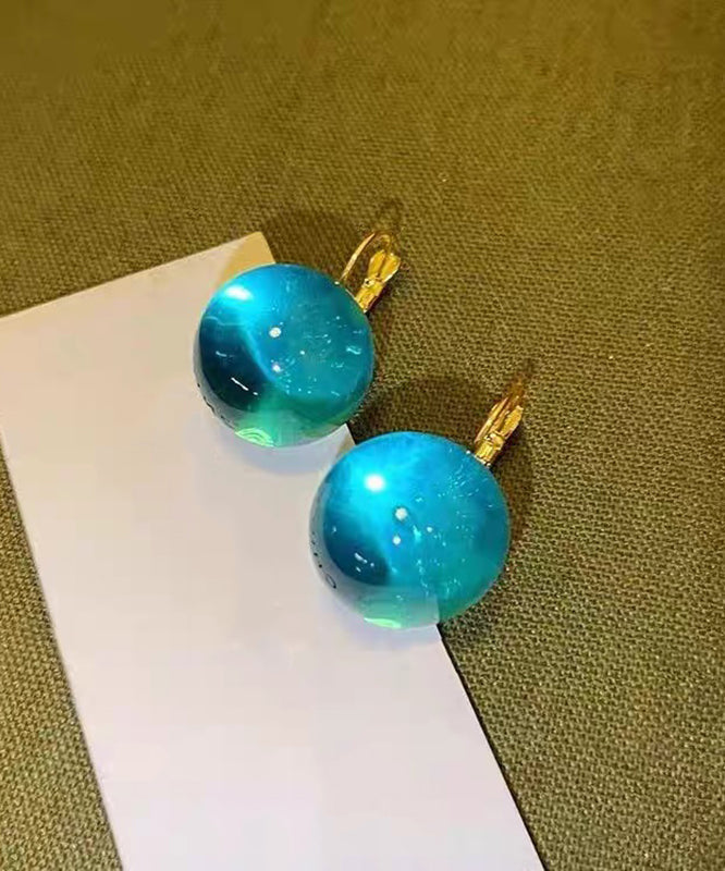 Blue Acrylic Alloy Sphere Drop Earrings