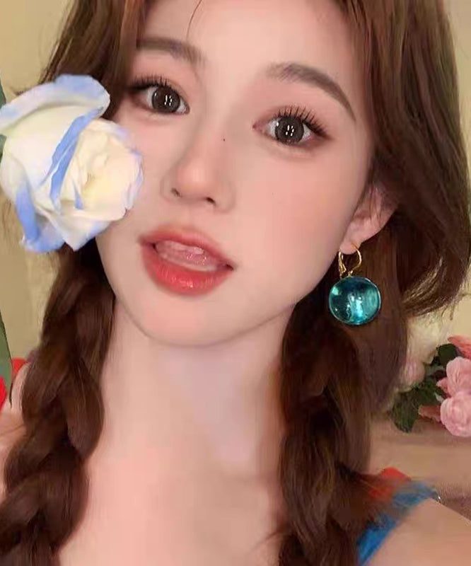 Blue Acrylic Alloy Sphere Drop Earrings