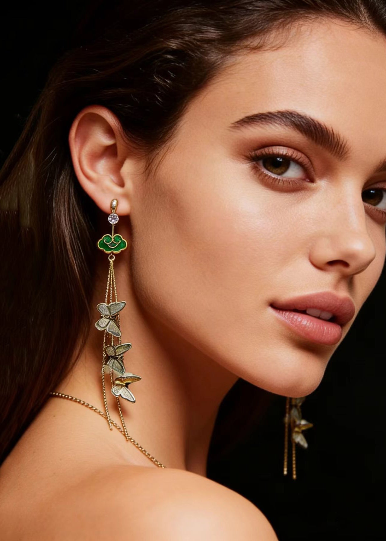 Butterfly Design Tassels Long Drop Earrings