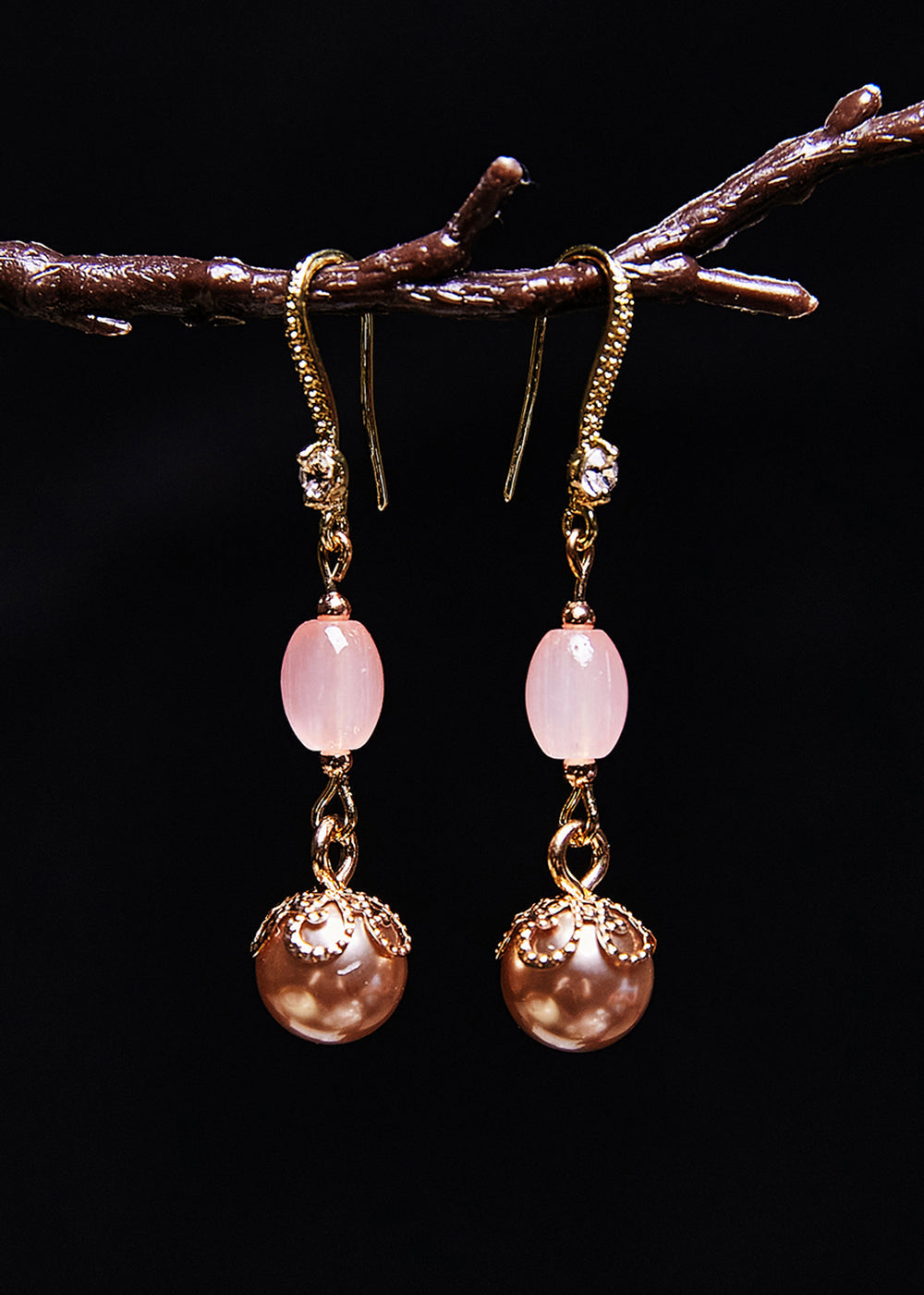 Champagne Pearl Drop Earrings