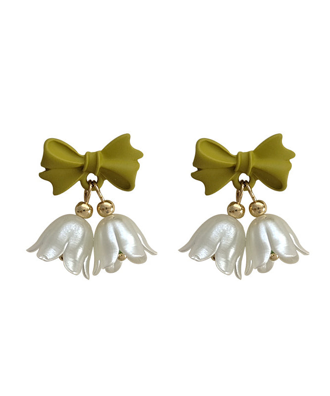Colorblock Alloy Resin Bow Stud Earrings
