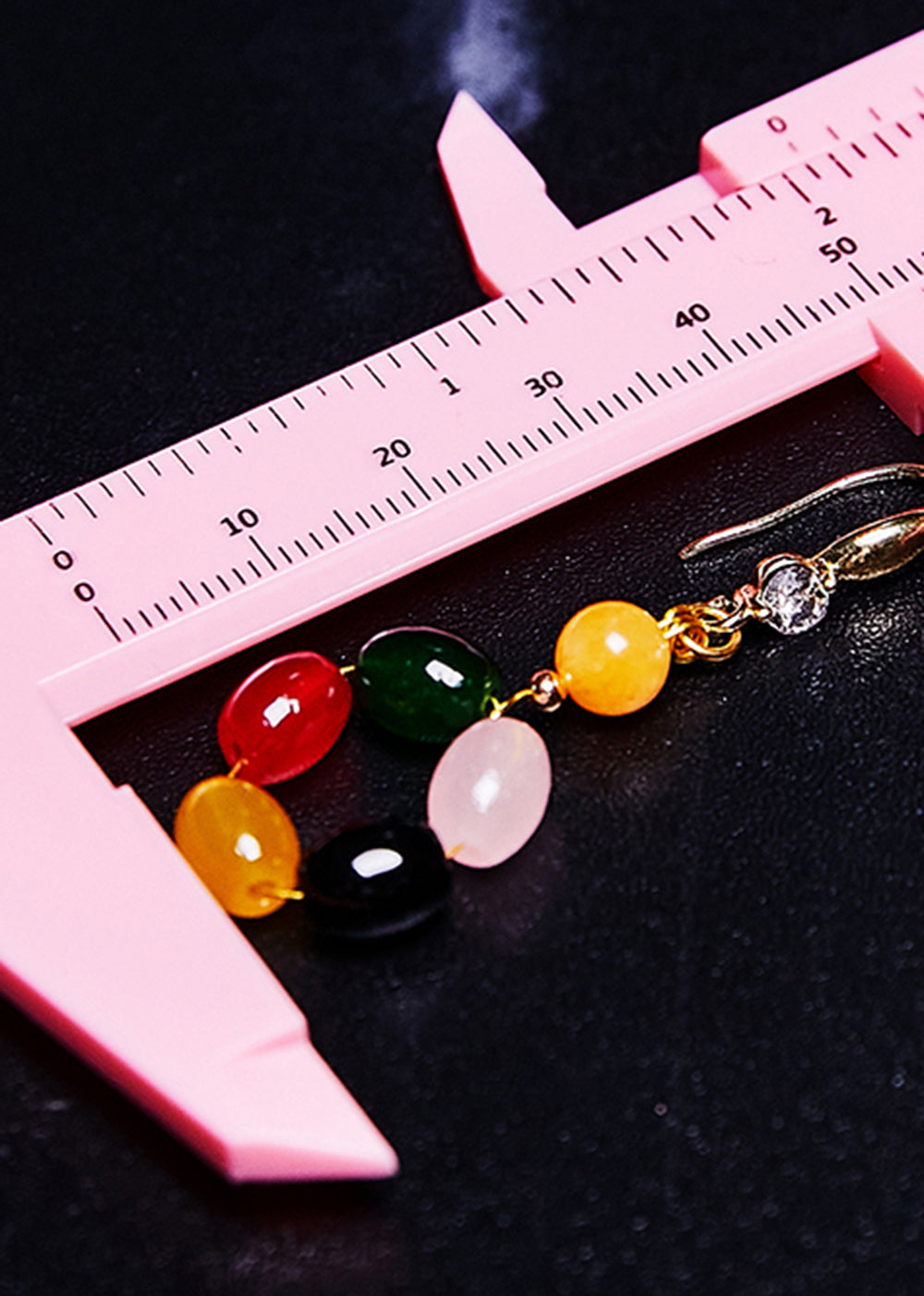 Multicolour Gem Stone Fine Beeswax Drop Earring