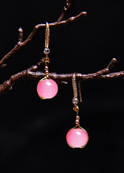Pink Crystal Drop Earrings