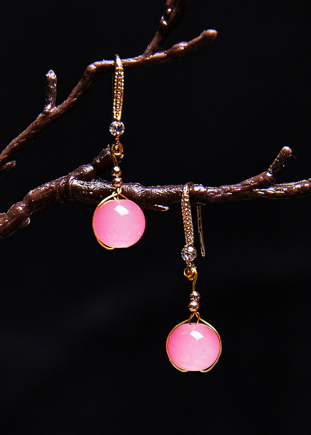Pink Crystal Drop Earrings