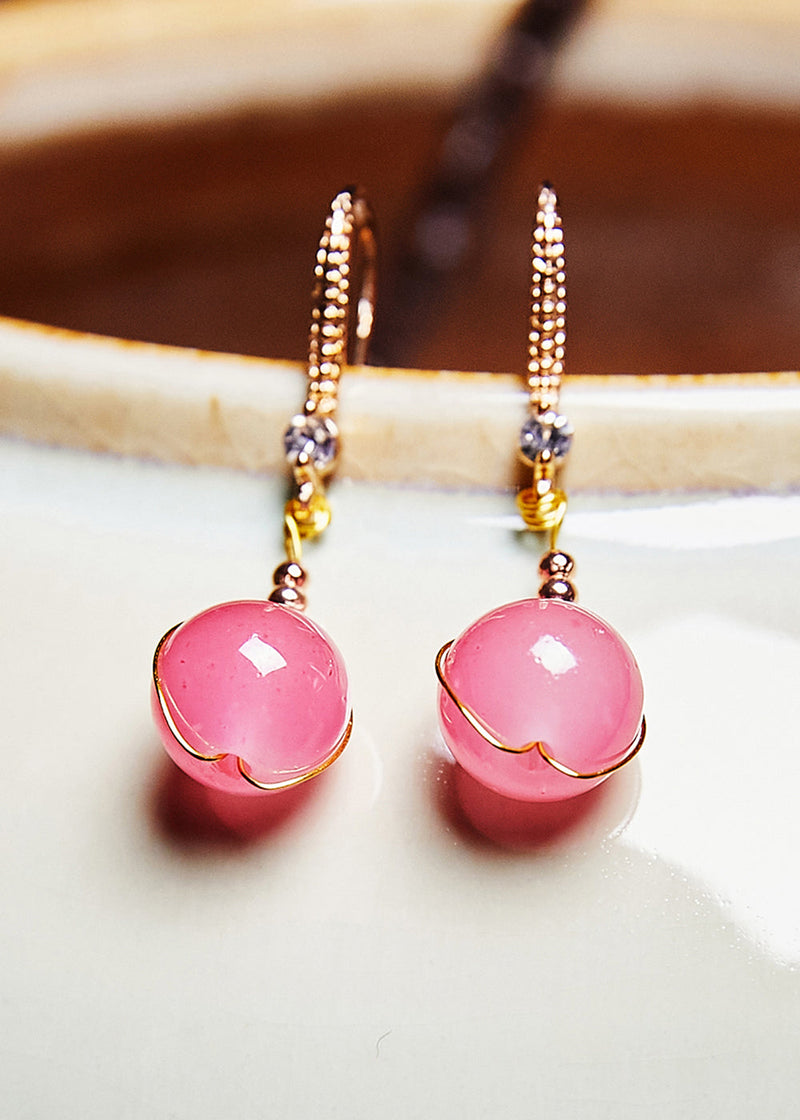 Pink Crystal Drop Earrings