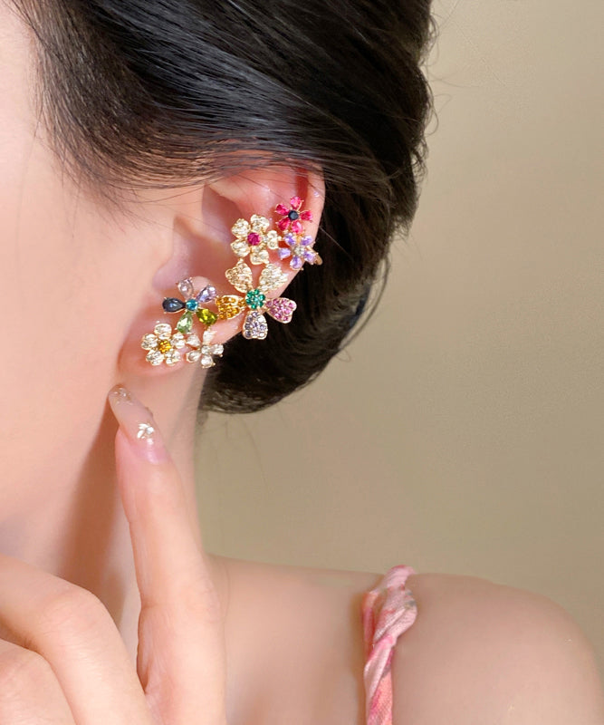 Rainbow Copper Alloy Zircon Crystal Stud Earrings