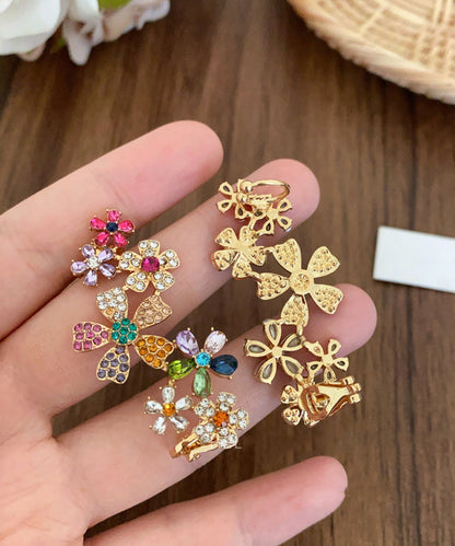 Rainbow Copper Alloy Zircon Crystal Stud Earrings