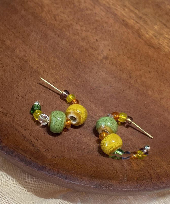 Rainbow Copper Overgild Beading Hoop Earrings