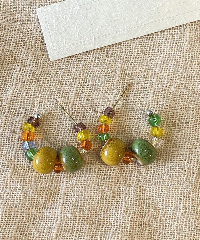 Rainbow Copper Overgild Beading Hoop Earrings