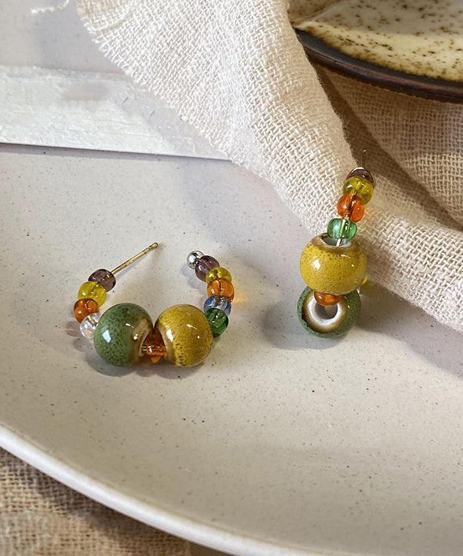 Rainbow Copper Overgild Beading Hoop Earrings