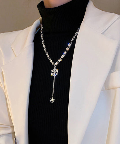 Pendant Alloy Necklace Snowflake Silk Zircon