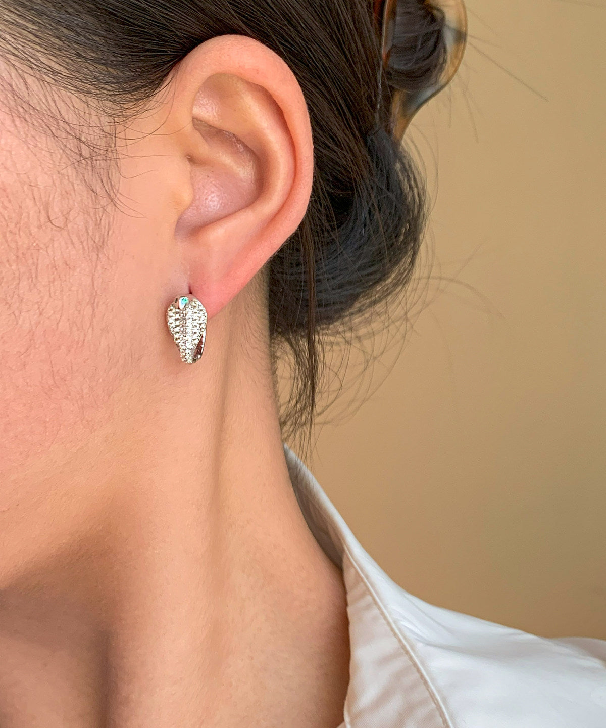 Silvery Zircon Sparkling Stud Earrings
