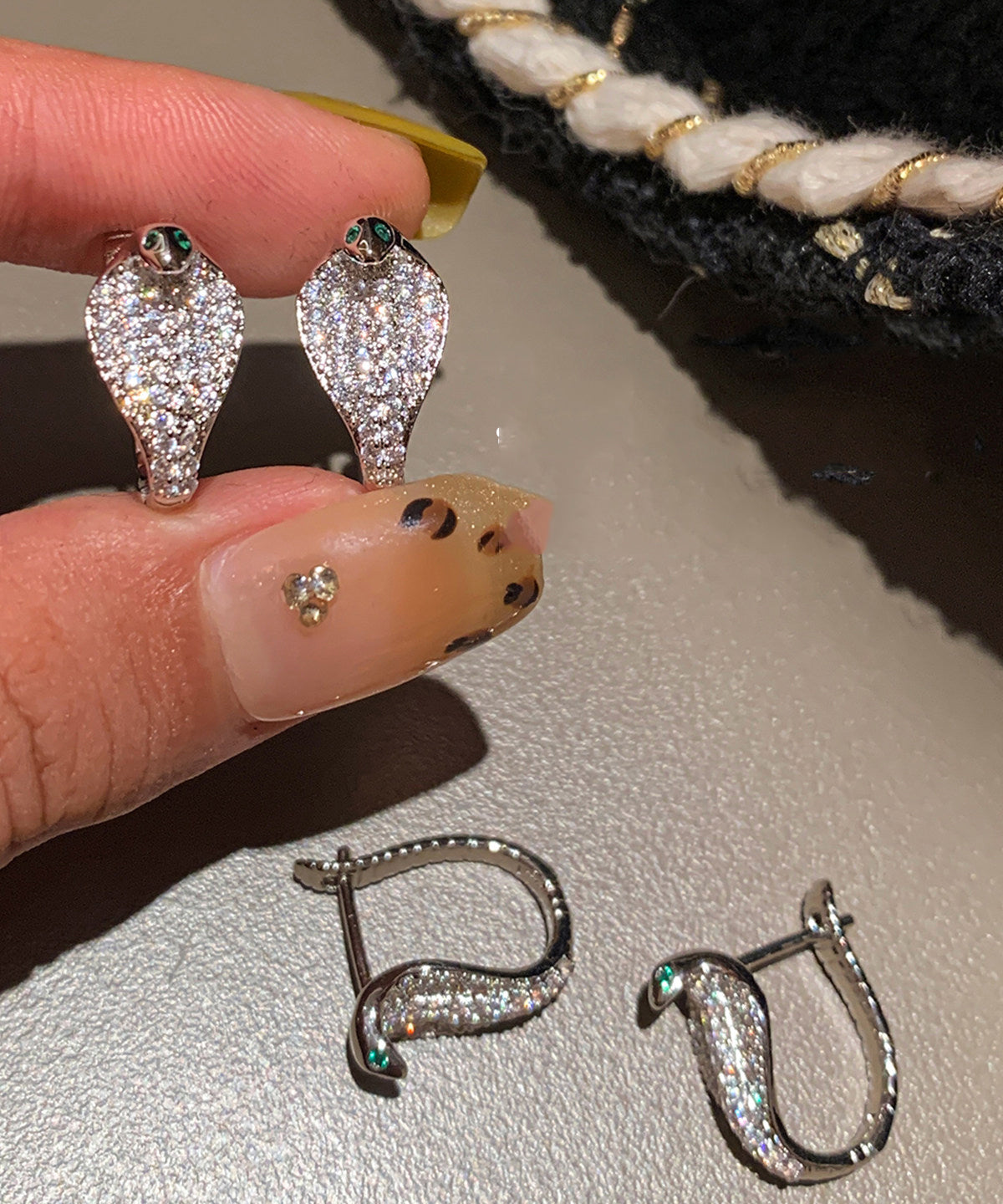 Silvery Zircon Sparkling Stud Earrings