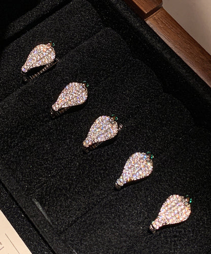 Silvery Zircon Sparkling Stud Earrings