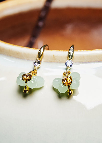 White Butterfly Jade Gilding Drop Earrings