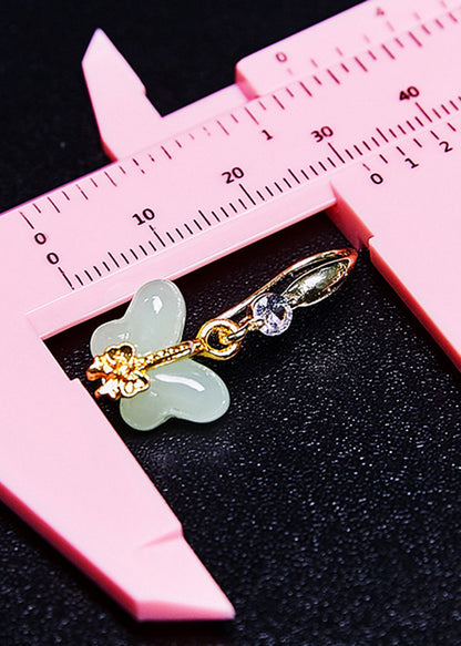 White Butterfly Jade Gilding Drop Earrings