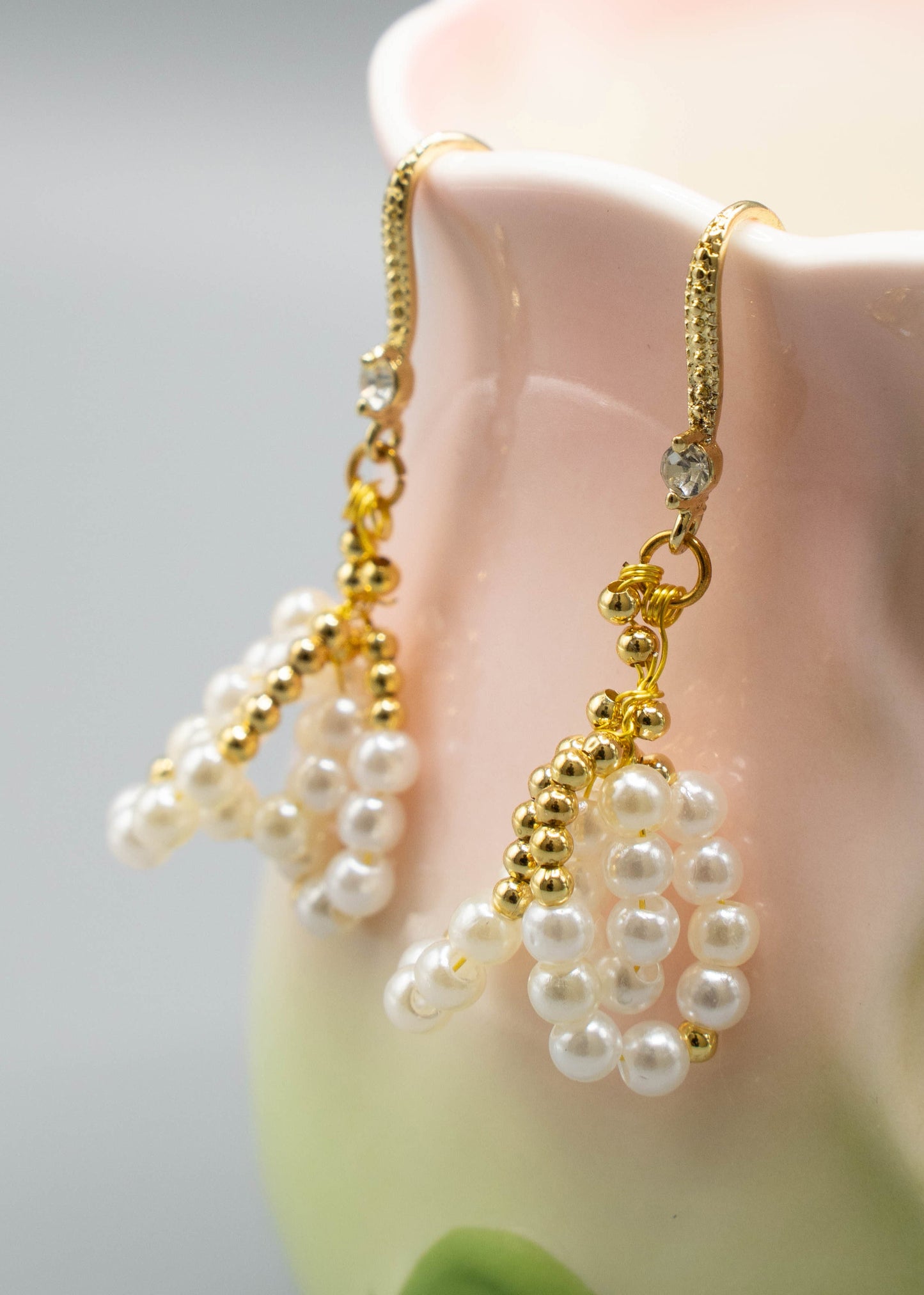 White Pearl Original Design Drop Earrings