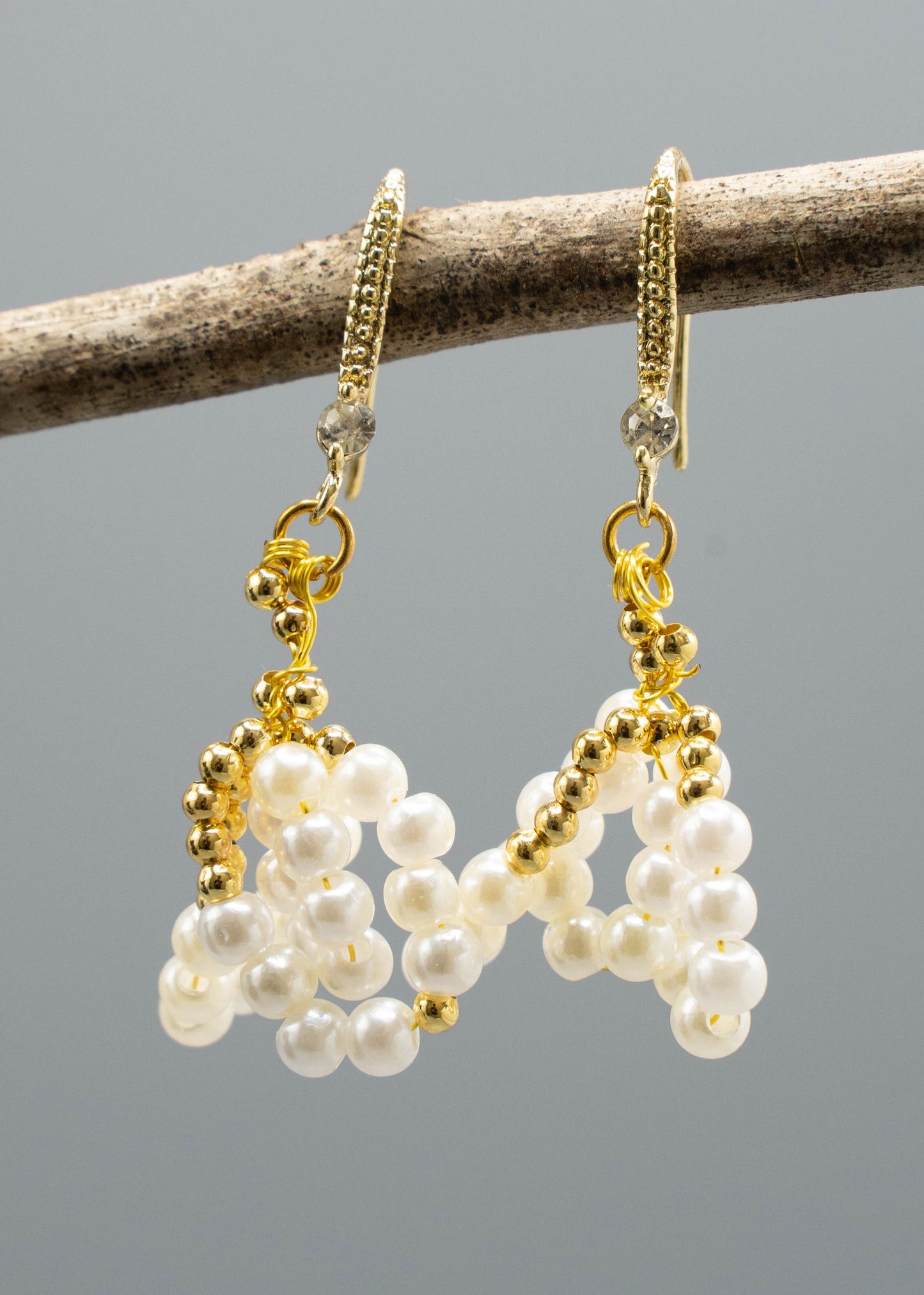 White Pearl Original Design Drop Earrings