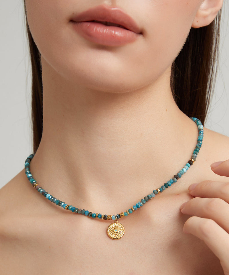 Blue Stainless Steel Amazonite Beading Pendant Necklace