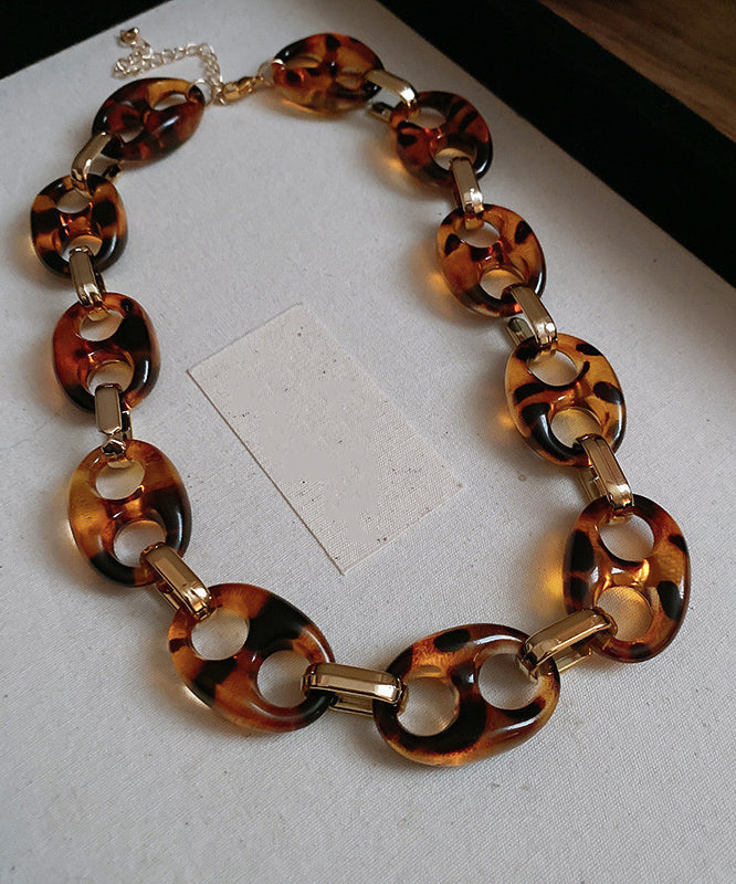 Collar Coffee Acrylic Hollow Necklace Alloy Out